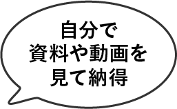 自分で資料や動画を見て納得